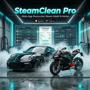 SteamClean Pro - Web App Pencucian Steam Mobil & Motor POS