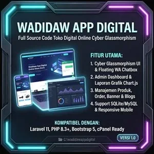 Wadidaw App Digital - Full Source Code Toko Digital Cyber Glassmorphism